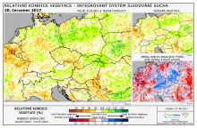 Dopady na vegetaci - Evropa - 30. červenec 2017