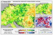 Dopady na vegetaci - Evropa - 17. listopad 2019