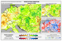 Dopady na vegetaci - Evropa - 2. srpen 2020