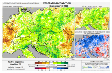 Dopady na vegetaci - Evropa - 13. září 2020