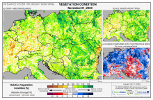Dopady na vegetaci - Evropa - 1. listopad 2020