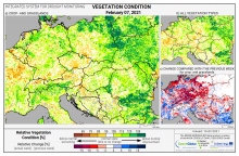 Dopady na vegetaci - Evropa - 7. únor 2021