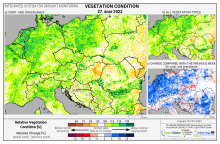 Dopady na vegetaci - Evropa - 27. únor 2022