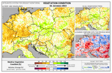 Dopady na vegetaci - Evropa - 2. červenec 2023