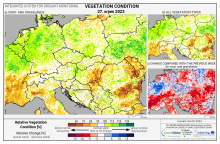 Dopady na vegetaci - Evropa - 27. srpen 2023
