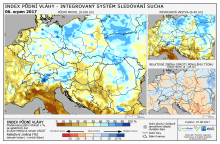 Index půdní vláhy - Evropa - 6. srpen 2017