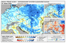 Index půdní vláhy - Evropa - 15. duben 2018