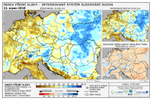 Index půdní vláhy - Evropa - 12. srpen 2018