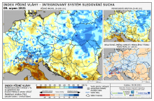 Index půdní vláhy - Evropa - 8. srpen 2021